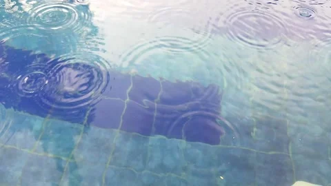 Raining in pool Video stock 221461897