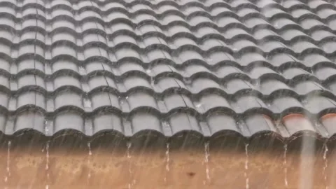 Raining on roof Stock Footage 136809791