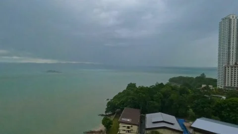 Raining sea view Stock Footage 198205854