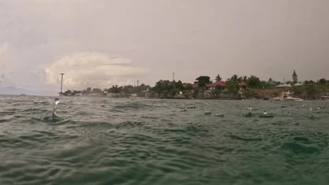 Raining at the surface of the ocean Stock Footage 259632626