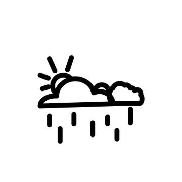 Raining symbol, Weather cloud and sun line icon, Outline and filled vector si Illustrazione stock