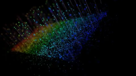 Raining towards the flat rainbow abstract 3D rendering and 3d illustration Stock Illustration