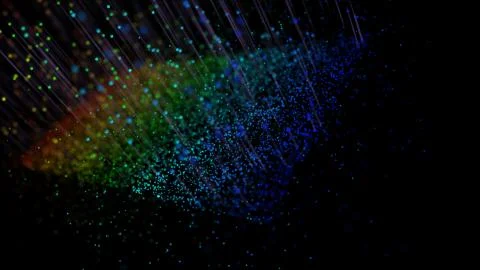 Raining towards the flat rainbow abstract 3D rendering and 3d illustration Stock Illustration