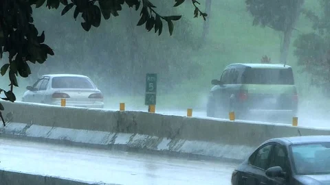 Raining in a Traffic Rush Stock Footage 129477211