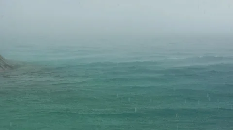 Raining In Tropical Sea Stock Footage 48135991