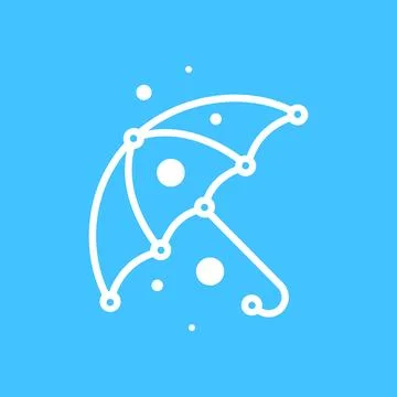 Raining umbrella technology line style simple minimalist logo design vector.. Illustrazione stock
