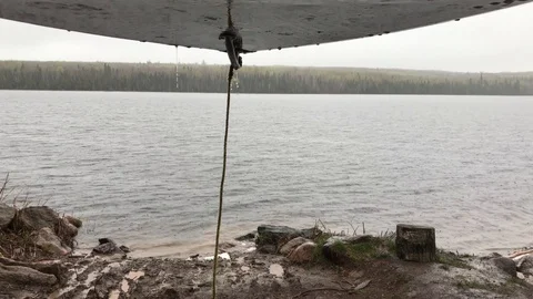 Raining Under Boat Stock Footage 115447511