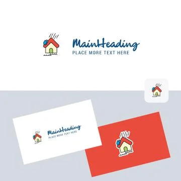Raining vector logotype with business card template. Elegant corporate identi Illustrazione stock