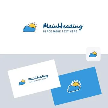 Raining vector logotype with business card template. Elegant corporate identi Stock Illustration