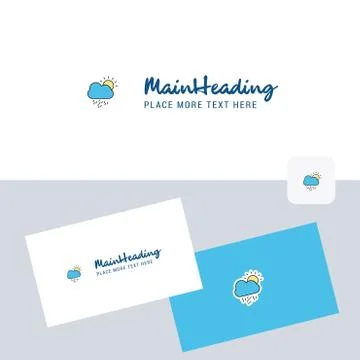 Raining vector logotype with business card template. Elegant corporate identi Stock Illustration