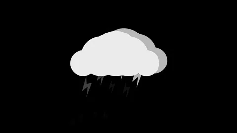 Raining weather icon with cloud animation on a black background. Stock Footage 286145205