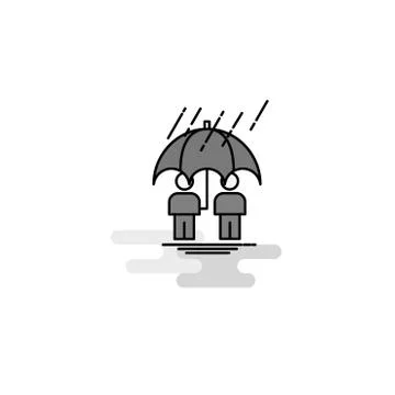 Raining Web Icon. Flat Line Filled Gray Icon Vector Illustrazione stock