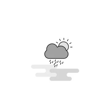 Raining Web Icon. Flat Line Filled Gray Icon Vector Stock Illustration