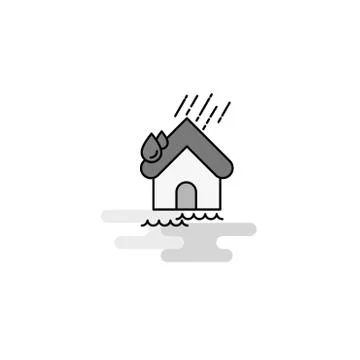 Raining Web Icon. Flat Line Filled Gray Icon Vector Illustrazione stock