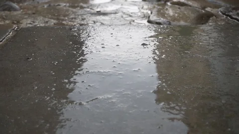 Raining on a wet floor Stock Footage 93869948