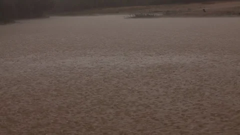 Raining/flooding - puddles of water Stock Footage 72111256