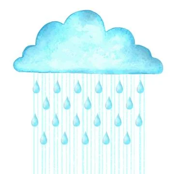 Raining.Vector image with blue rain cloud in wet day Illustrazione stock