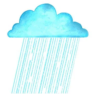 Raining.Vector image with blue rain cloud in wet day on white Illustrazione stock