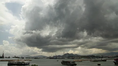 Rainstorm came down on the pier area Stock Footage 52769048