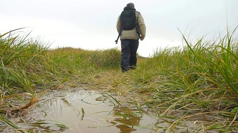 Rainstorm Hike Stock Footage 10884774