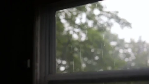 Rainstorm Out Window 01 Stock Footage 76323620