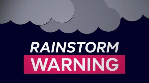 Rainstorm warning. Animated gray clouds and scattered raindrops with lightnings. 스톡 동영상 302844403