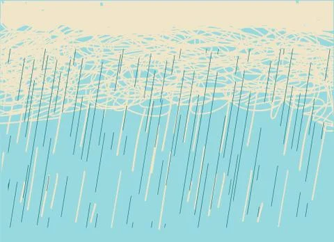Rain.Vector hand drawn image with dark clouds Stock Illustration
