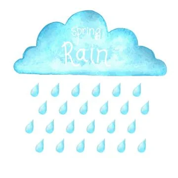 Rain.Vector image with blue rain cloud in wet day Stock Illustration