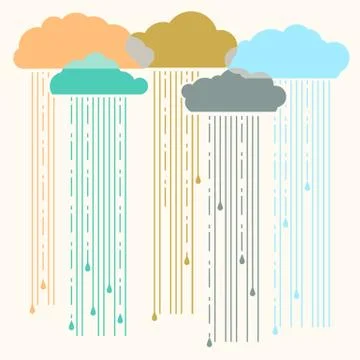 Rain.Vector image with stylish flat clouds Stock Illustration