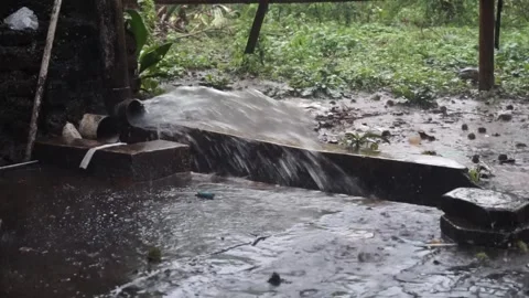 Rainwater catchment pipe Stock Footage 301215067