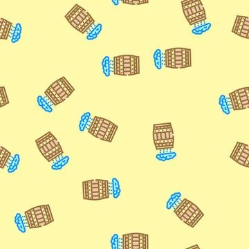 Rainwater collection barrel sustainability vector seamless pattern Stock Illustration