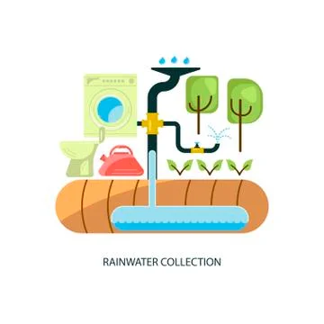 Rainwater collection system Stock Illustration