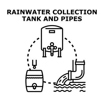 Rainwater collection system saving natural water resources Stock Illustration