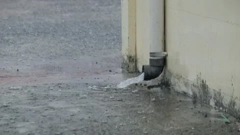 Rainwater comes out of the gutter. 動画素材 291554373