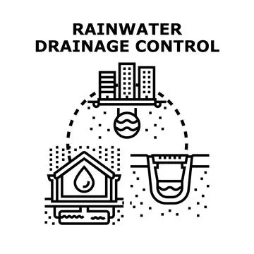 Rainwater drainage control system planning urban infrastructure Stock Illustration