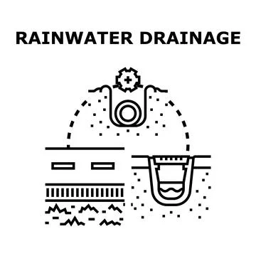 Rainwater drainage system preventing flooding illustration Stock Illustration