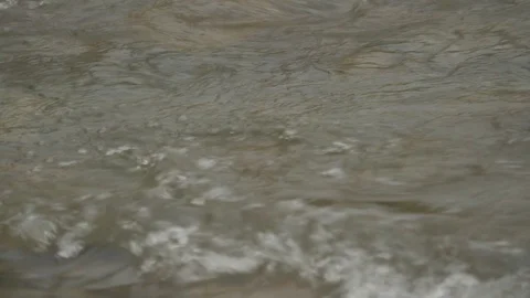 Rainwater Flood Water Flows in Cloudy Day Natural Disaster Stormy Autumn Faded Stock Footage 71641584