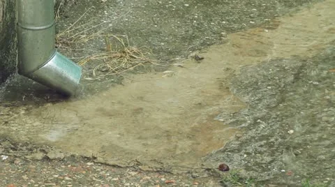 Rainwater Flows From Pipe Stock-Footage 22326256