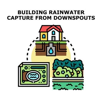 Rainwater harvesting system for efficient water management Ilustración de archivo