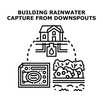 Rainwater harvesting system for efficient water management Ilustración de archivo