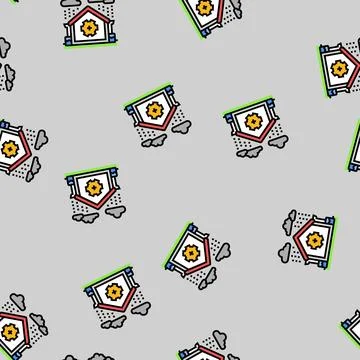 Rainwater harvesting water saving vector seamless pattern Stock Illustration