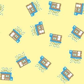 Rainwater harvesting water saving vector seamless pattern Stock Illustration
