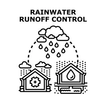 Rainwater runoff control capturing collecting managing water Ilustración de archivo