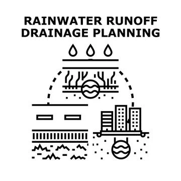 Rainwater runoff drainage planning system managing water Ilustración de archivo