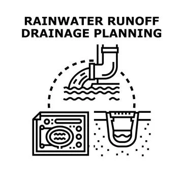 Rainwater runoff drainage planning system icon vector Stock Illustration