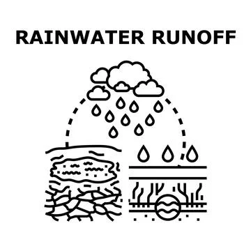 Rainwater runoff management system icon illustration Stock Illustration