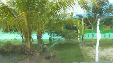 Rainwater soaking the windshield of the car Stock Footage 221694206