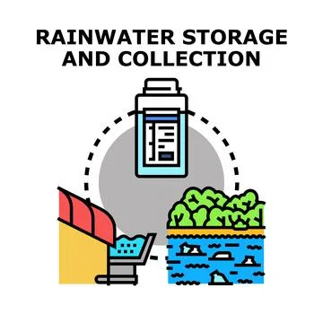 Rainwater storage and collection concept for sustainable water resource Ilustración de archivo