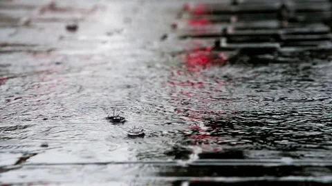 Rainwater Streams on the Sidewalk HD Pro Stock Footage 82070800