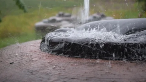 Rainwater for use during a drought. In the rain was falling Vidéo 94931884